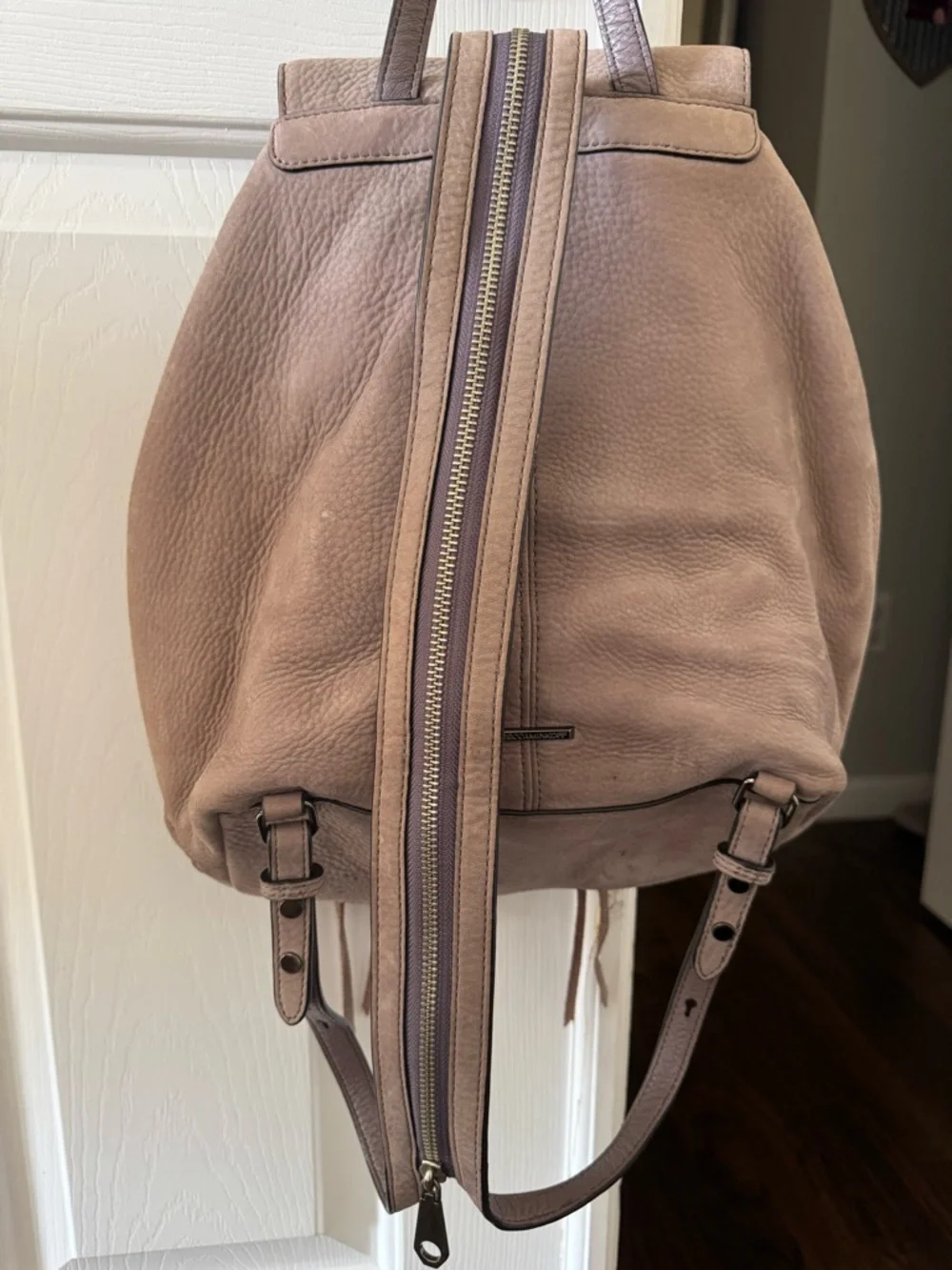 Rebecca Minkoff Pinkish Gray Leather Drawstring Backpack